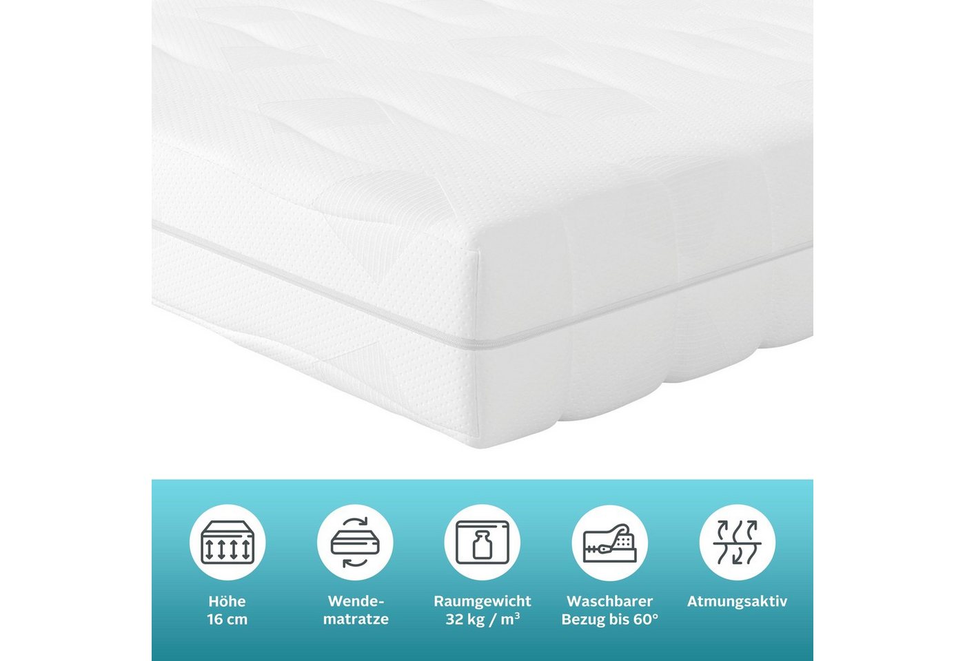 Jugendmatratze Lixi Basic, Matratze 90x200 cm, 140x200 cm & mehr - Kundenliebling!, OTTO home, 16 cm hoch, Jugendmatratze Härte 2, ergonomisch, atmungsaktiv – Bild 3 von 5