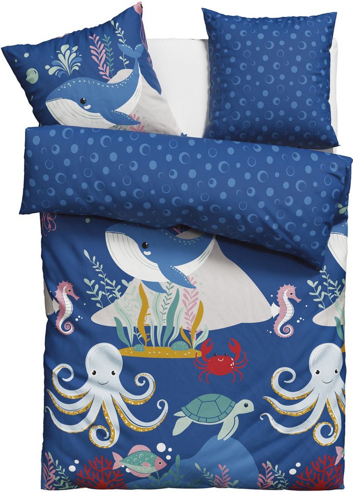 OTTO home Kinderbettwäsche CUDDLEE, Renforcé, 2 teilig, in vielen Designs: Dino,Einhorn,Weltraum,Baustelle,Herz,Trecker,Safari – Bild 2 von 5