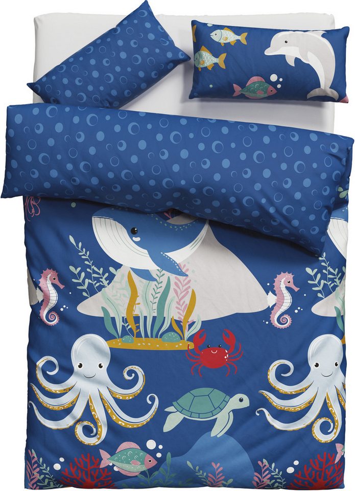 OTTO home Kinderbettwäsche CUDDLEE, Renforcé, 2 teilig, in vielen Designs: Dino,Einhorn,Weltraum,Baustelle,Herz,Trecker,Safari – Bild 2 von 5