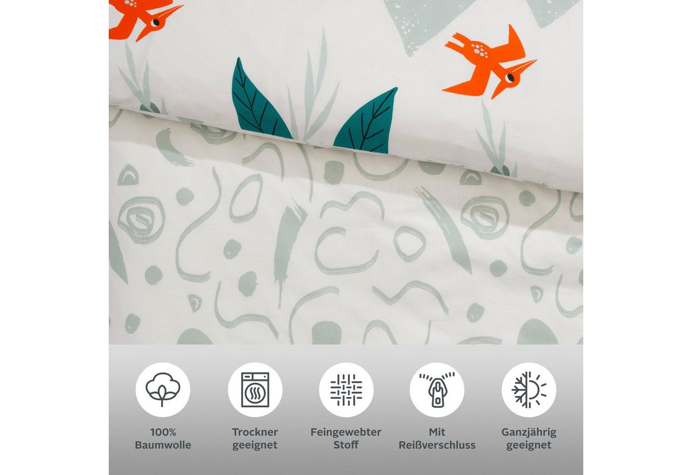 OTTO home Kinderbettwäsche CUDDLEE, Renforcé, 2 teilig, in vielen Designs: Dino,Einhorn,Weltraum,Baustelle,Herz,Trecker,Safari – Bild 3 von 5