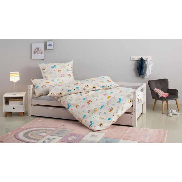 OTTO home Kinderbettwäsche CUDDLEE, Biber, 2 teilig, in vielen Designs: Dino,Einhorn,Weltraum,Baustelle,Herz,Trecker,Safari