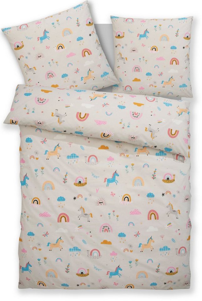OTTO home Kinderbettwäsche CUDDLEE, Biber, 2 teilig, in vielen Designs: Dino,Einhorn,Weltraum,Baustelle,Herz,Trecker,Safari – Bild 2 von 5