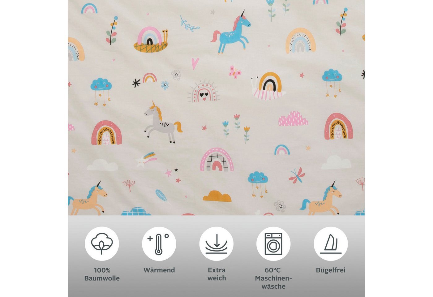 OTTO home Kinderbettwäsche CUDDLEE, Biber, 2 teilig, in vielen Designs: Dino,Einhorn,Weltraum,Baustelle,Herz,Trecker,Safari – Bild 3 von 5