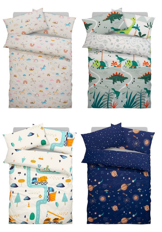 OTTO home Kinderbettwäsche CUDDLEE, Biber, 2 teilig, in vielen Designs: Dino,Einhorn,Weltraum,Baustelle,Herz,Trecker,Safari – Bild 5 von 5