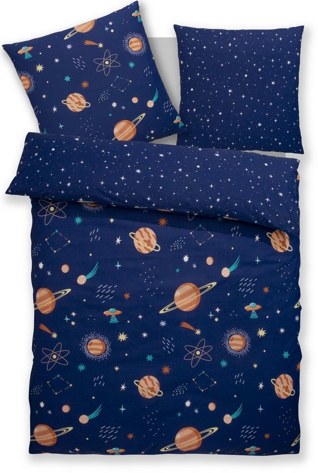 OTTO home Kinderbettwäsche CUDDLEE, Biber, 2 teilig, in vielen Designs: Dino,Einhorn,Weltraum,Baustelle,Herz,Trecker,Safari – Bild 2 von 5