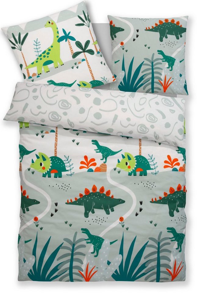 OTTO home Kinderbettwäsche CUDDLEE, Renforcé, 2 teilig, in vielen Designs: Dino,Einhorn,Weltraum,Baustelle,Herz,Trecker,Safari – Bild 2 von 5