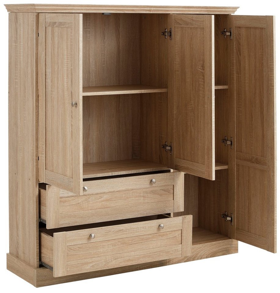 OTTO home Kleiderschrank Binz, Wäscheschrank, Mehrzweckschrank, skandinavischer Landhausstil (B/H/T ca. 122/130/35 cm) viele Stauraummöglichkeiten, Metallgriffe – Bild 5 von 5