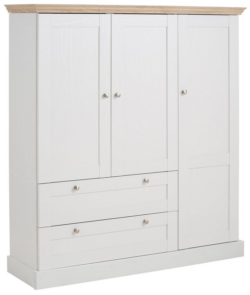 OTTO home Kleiderschrank Binz, Wäscheschrank, Mehrzweckschrank, skandinavischer Landhausstil (B/H/T ca. 122/130/35 cm) viele Stauraummöglichkeiten, Metallgriffe – Bild 2 von 5