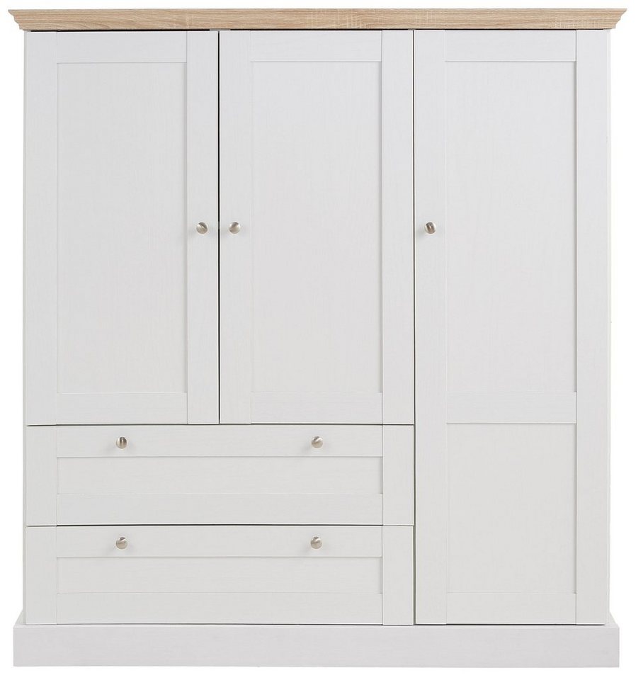 OTTO home Kleiderschrank Binz, Wäscheschrank, Mehrzweckschrank, skandinavischer Landhausstil (B/H/T ca. 122/130/35 cm) viele Stauraummöglichkeiten, Metallgriffe – Bild 4 von 5