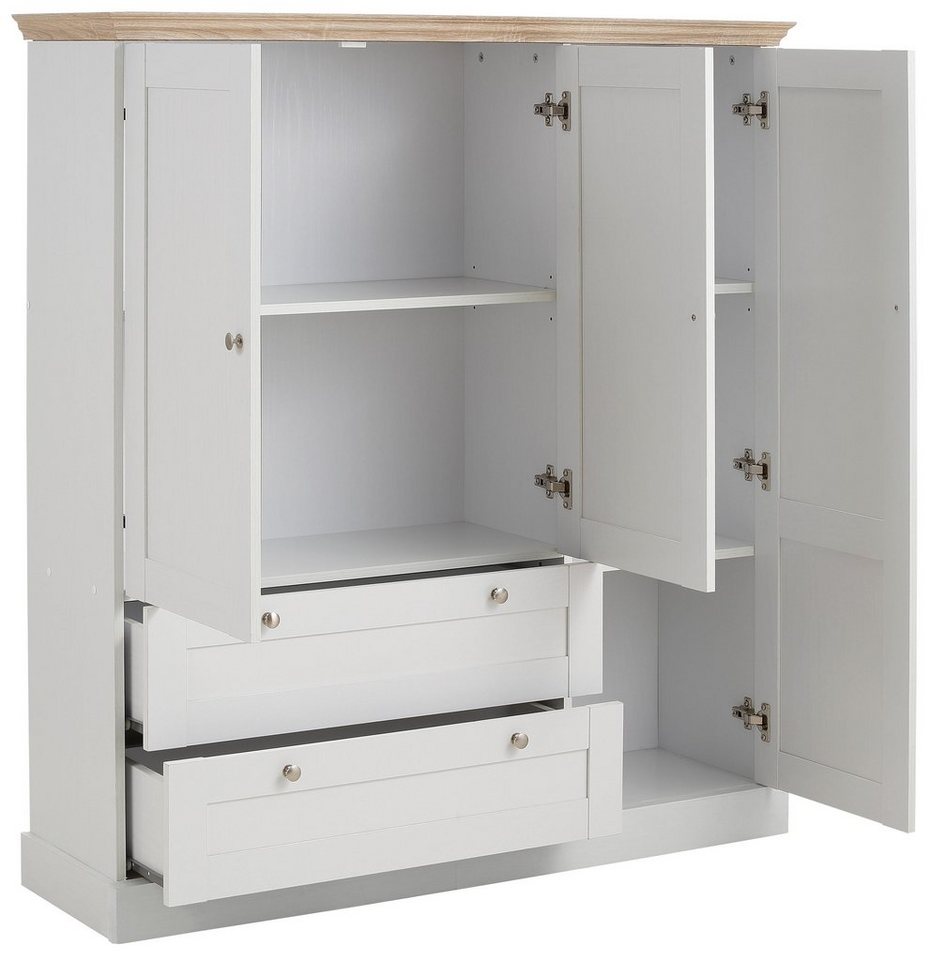 OTTO home Kleiderschrank Binz, Wäscheschrank, Mehrzweckschrank, skandinavischer Landhausstil (B/H/T ca. 122/130/35 cm) viele Stauraummöglichkeiten, Metallgriffe – Bild 5 von 5