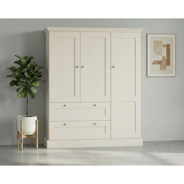 OTTO home Kleiderschrank Binz, Wäscheschrank, Mehrzweckschrank, skandinavischer Landhausstil (B/H/T ca. 122/130/35 cm) viele Stauraummöglichkeiten, Metallgriffe