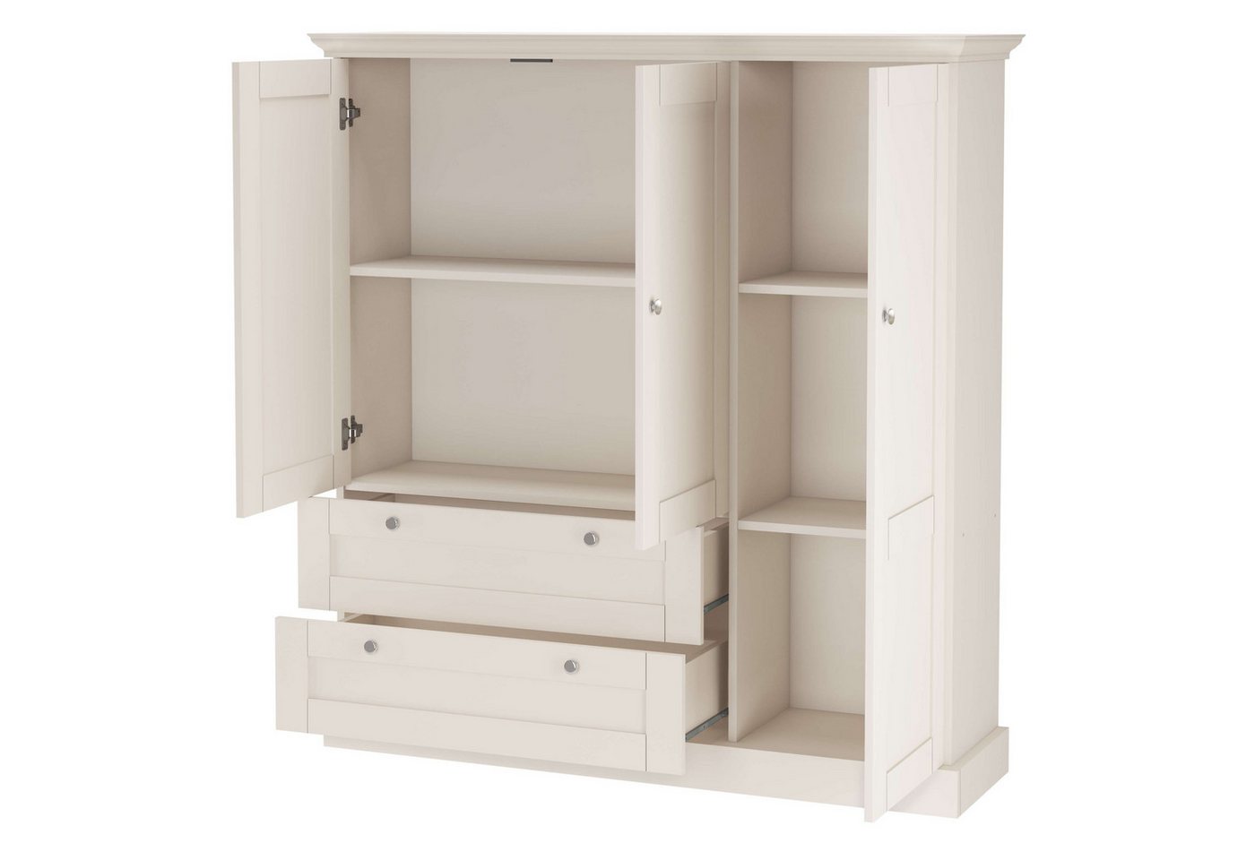 OTTO home Kleiderschrank Binz, Wäscheschrank, Mehrzweckschrank, skandinavischer Landhausstil (B/H/T ca. 122/130/35 cm) viele Stauraummöglichkeiten, Metallgriffe – Bild 4 von 5