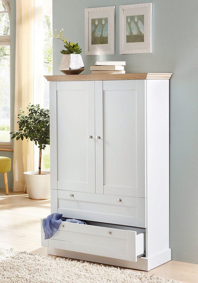 OTTO home Kleiderschrank Binz, Wäscheschrank, Mehrzweckschrank, skandinavischer Landhausstil (B/H/T ca. 84/130/35 cm) viele Stauraummöglichkeiten, Metallgriffe, – Bild 2 von 5