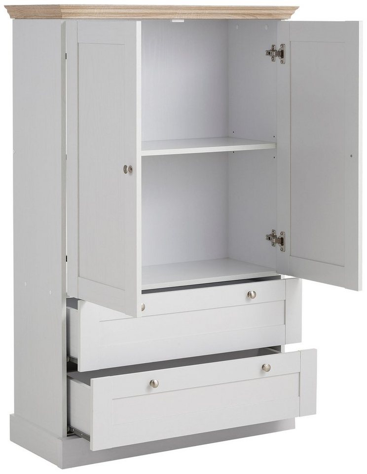 OTTO home Kleiderschrank Binz, Wäscheschrank, Mehrzweckschrank, skandinavischer Landhausstil (B/H/T ca. 84/130/35 cm) viele Stauraummöglichkeiten, Metallgriffe, – Bild 4 von 5