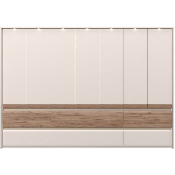 OTTO home Kleiderschrank Invictus, UV lackiert, kratzfest, FSC-zertifiziert, grifflose Optik (abgerundete Schubladen aus MDF im Holzdekor, soft-close) mit Beleu