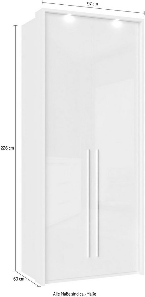 OTTO home Kleiderschrank Piano, inklusive Rahmen und Beleuchtung, soft-close-Funktion (viele Breiten zur Auswahl, 226cm hoch) beige oder weiß, UV lackiert, Hoch – Bild 4 von 5