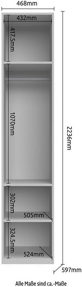 OTTO home Kleiderschrank Piano, UV lackiert, hochglänzend in beige oder weiß, FSC-zertifiziert (Made in Europe) in vielen Breiten, Höhe 224cm, mit Soft-Close Fu – Bild 5 von 5