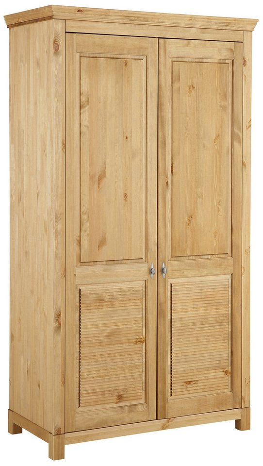 OTTO home Kleiderschrank Rauna, mit Lamellen und Kassetten, klassischer Landhausstil, rustikal (2 Breiten: 113/159 cm H/T ca. 195/60 cm) massive Kiefer, Metallg – Bild 2 von 5