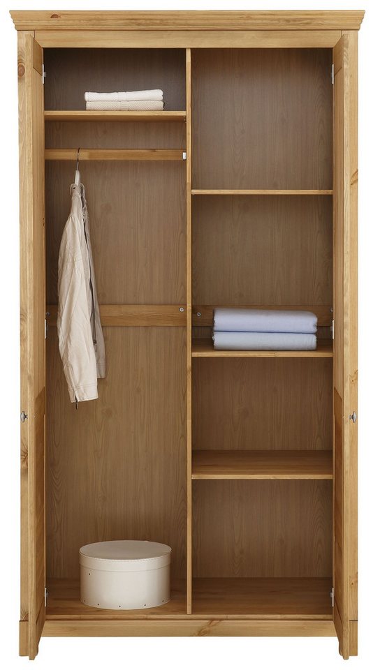 OTTO home Kleiderschrank Rauna, mit Lamellen und Kassetten, klassischer Landhausstil, rustikal (2 Breiten: 113/159 cm H/T ca. 195/60 cm) massive Kiefer, Metallg – Bild 5 von 5