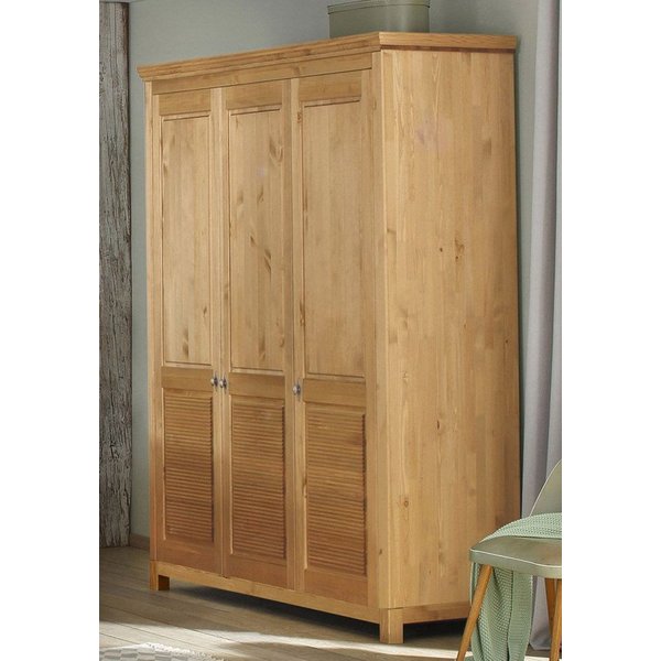 OTTO home Kleiderschrank Rauna, mit Lamellen und Kassetten, klassischer Landhausstil, rustikal (2 Breiten: 113/159 cm H/T ca. 195/60 cm) massive Kiefer, Metallg