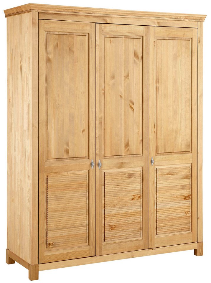 OTTO home Kleiderschrank Rauna, mit Lamellen und Kassetten, klassischer Landhausstil, rustikal (2 Breiten: 113/159 cm H/T ca. 195/60 cm) massive Kiefer, Metallg – Bild 2 von 5