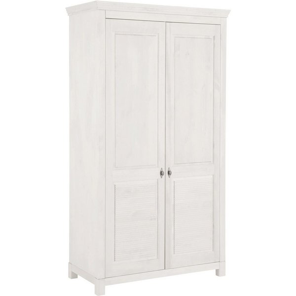 OTTO home Kleiderschrank Rauna, mit Lamellen und Kassetten, klassischer Landhausstil, rustikal (2 Breiten: 113/159 cm H/T ca. 195/60 cm) massive Kiefer, Metallg