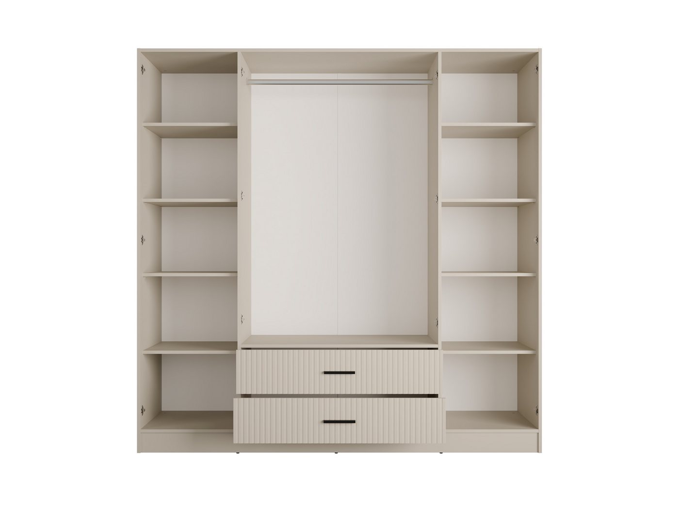 OTTO home Kleiderschrank TERRIK, modern mit viel Stauraum & geriffelter Struktur, Spiegel (B/H/T ca. 200/200/60) Schrank mit 11 Fächern, Kleiderstange, 2 Schubl – Bild 5 von 5