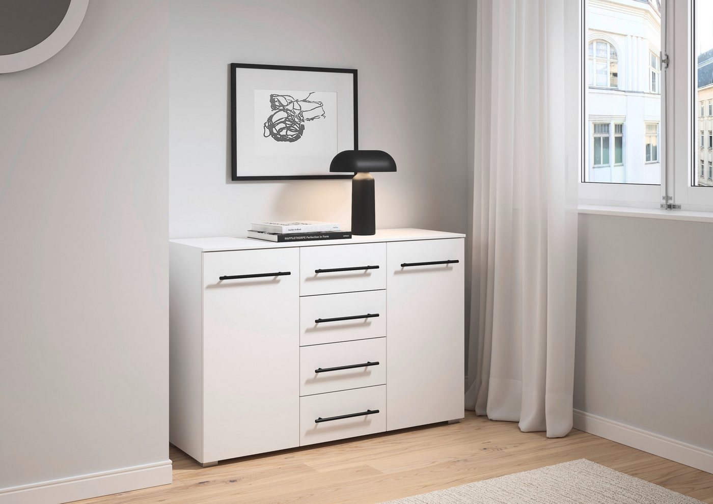 OTTO home Kombikommode Highboard Sideboard Schubladenkommode Kommode Schlafzimmer AVOLA (Breite 120 cm inkl. SOFT-CLOSE-FUNKTION mit Dekorfront), vier große Sch – Bild 2 von 5