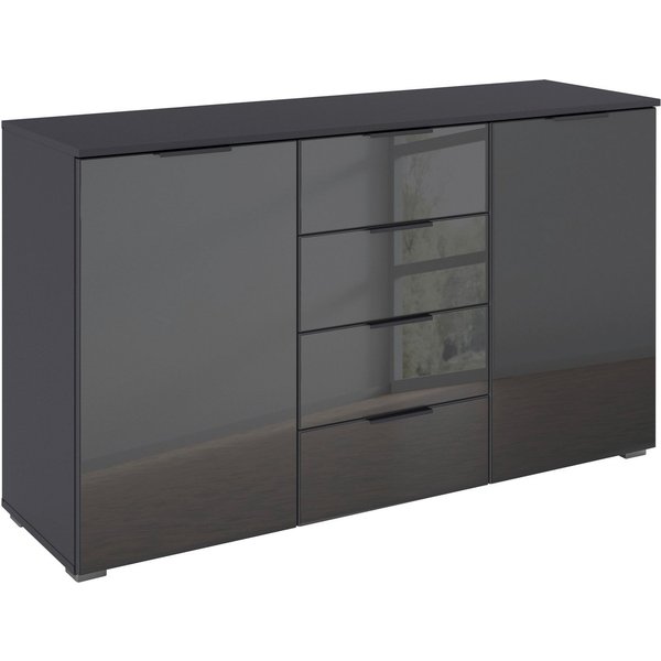OTTO home Kombikommode Sideboard Kombikommode Schubladenkommode AGORDO mit Glasfront (in zwei Griff-Farben, Breite 120 cm), vier große Schubladen, mit insgesamt