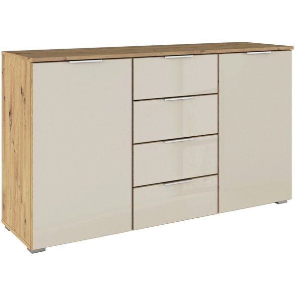 OTTO home Kombikommode Sideboard Kombikommode Schubladenkommode AGORDO mit Glasfront (in zwei Griff-Farben, Breite 120 cm), vier große Schubladen, mit insgesamt