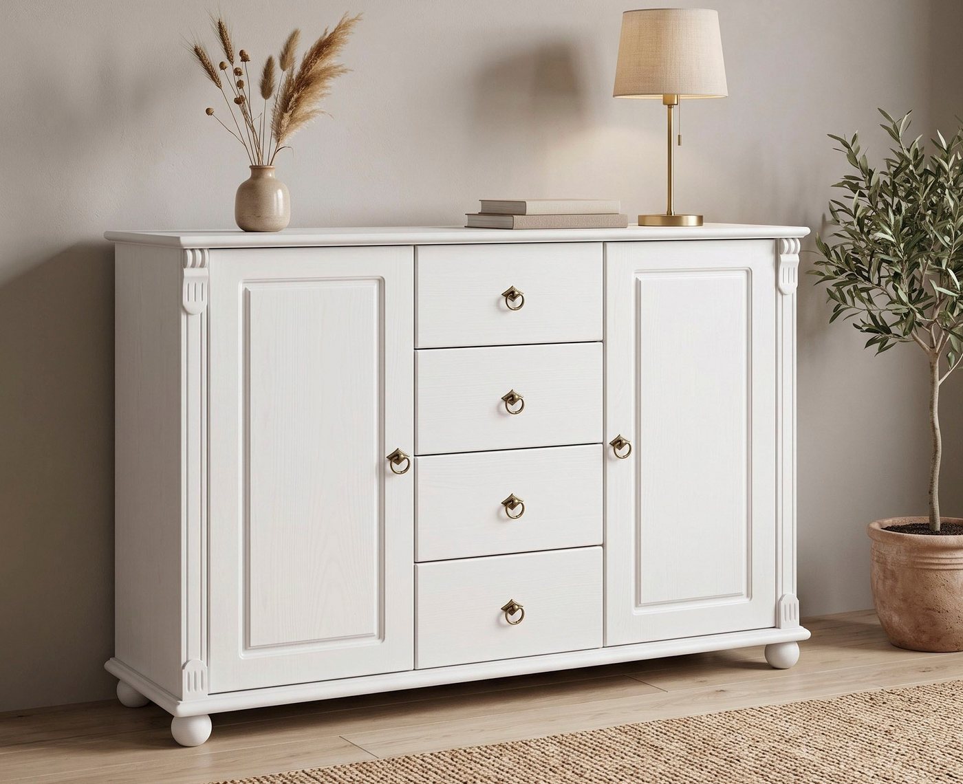 OTTO home Kombikommode Tessin, Buffetunterschrank, klassischer Landhausstil, aus massiver, FSC®-zertifizierter Kiefer, 128cm breit – Bild 3 von 5