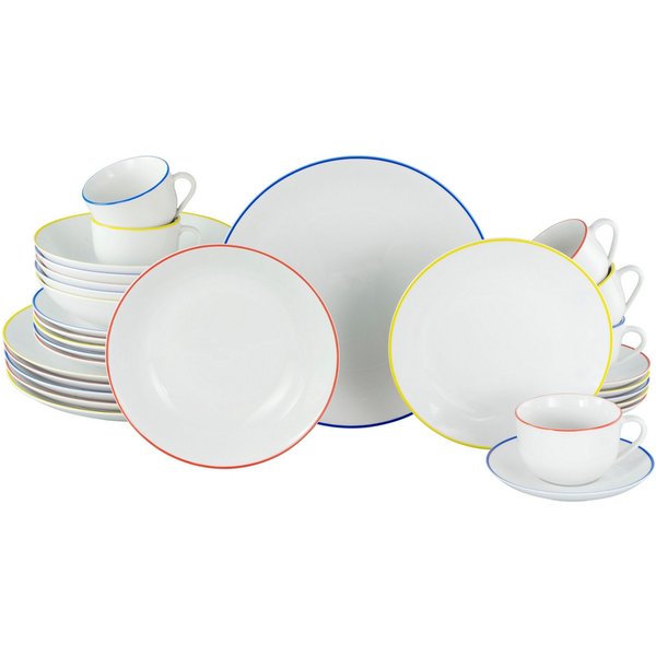 OTTO home Kombiservice Geschirr-Set, Service ALFF aus Porzellan, 30 Teile für 6 Personen (30-tlg), 6 Personen, Porzellan, Geschirr-Set, harmonische, trendige Co