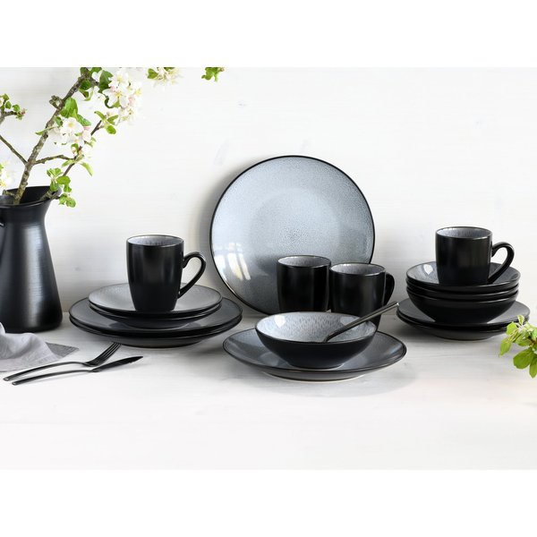 OTTO home Kombiservice modernes Geschirr-Set, Service Gullak (16-tlg), 4 Personen, Steinzeug, mit Reaktivglasur, spülmaschinengeeignet & mikrowellengeeignet