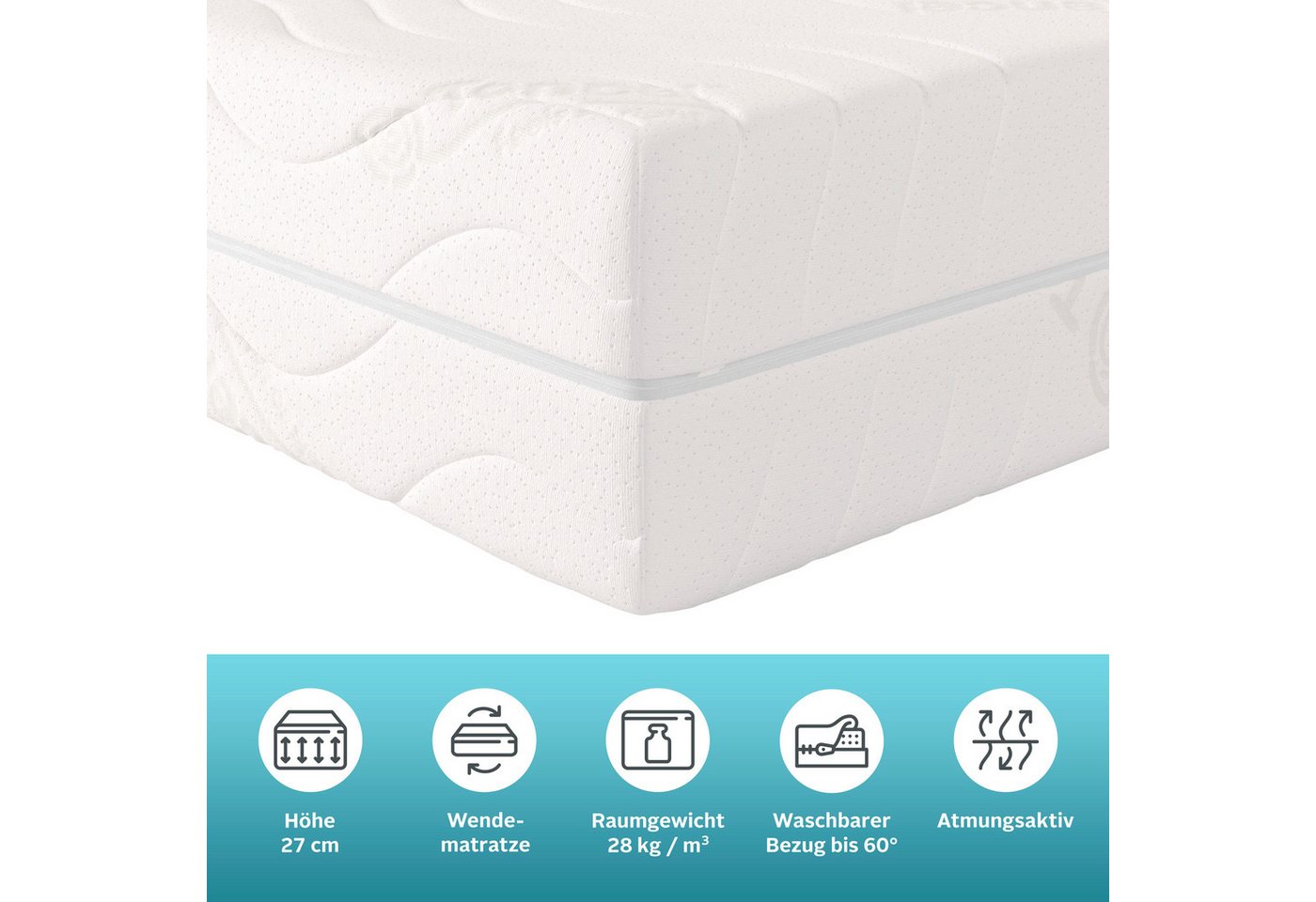 Komfortschaummatratze Essentials XXL, 7 Zonen Matratze 90x200, 140x200 cm & weitere Größen, OTTO home, 26 cm hoch, XXL Höhe, flexibler HG bis 140 kg, ergonomisc – Bild 3 von 5
