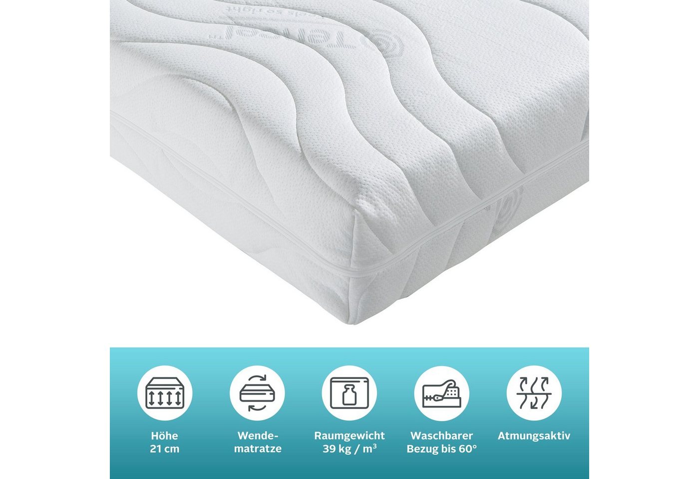 Komfortschaummatratze Tornby, 90x200 cm, 140x200 cm & weitere Größen, atmungsaktiv, OTTO home, 21 cm hoch, Wendematratze H2+3/H3+4/H4+5, ergonomisch, langlebige – Bild 3 von 5