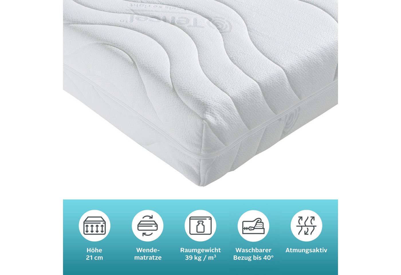 Komfortschaummatratze Tornby, 90x200 cm, 140x200 cm & weitere Größen, atmungsaktiv, OTTO home, 21 cm hoch, Wendematratze H2+3/H3+4/H4+5, ergonomisch, langlebige – Bild 3 von 5