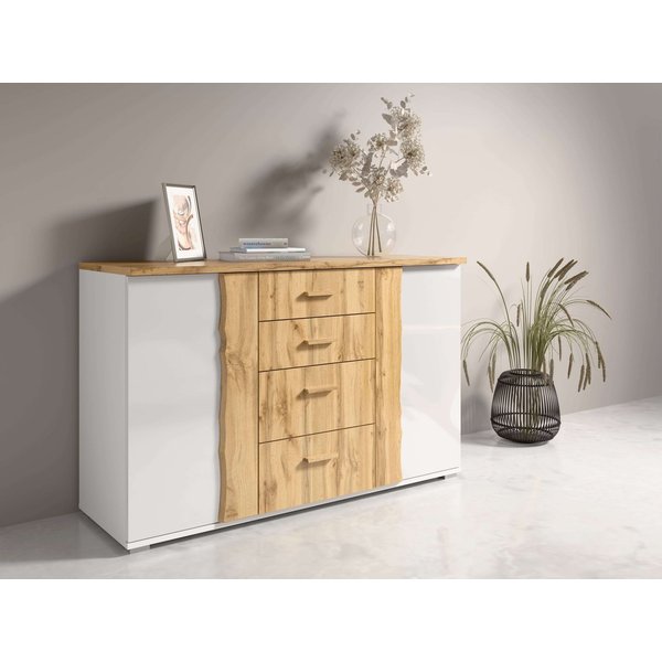 OTTO home Kommode Kommode Fabellaa mit 4 Schubladen, 2 Einlegeböden, BxHxT 130x82x45 cm, mit viel Stauraum, 2 Drehtüren