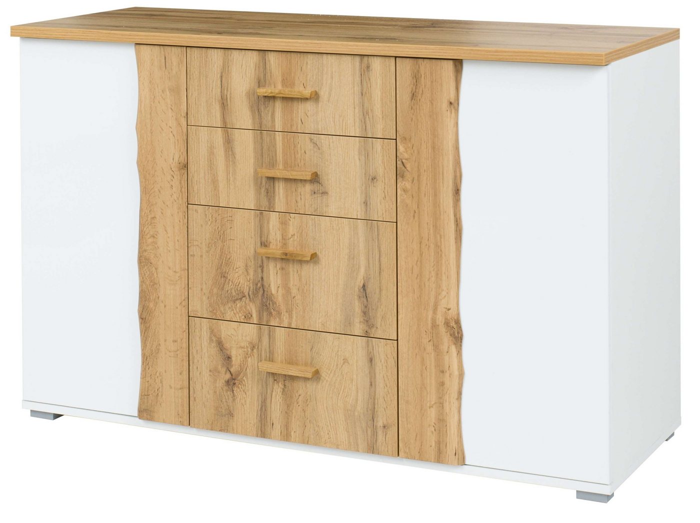OTTO home Kommode Kommode Fabellaa mit 4 Schubladen, 2 Einlegeböden, BxHxT 130x82x45 cm, mit viel Stauraum, 2 Drehtüren – Bild 2 von 5