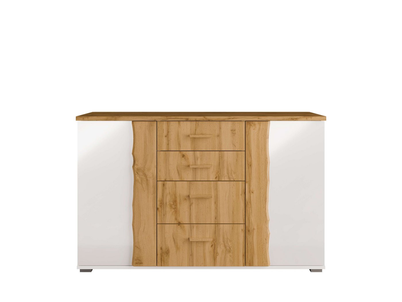 OTTO home Kommode Kommode Fabellaa mit 4 Schubladen, 2 Einlegeböden, BxHxT 130x82x45 cm, mit viel Stauraum, 2 Drehtüren – Bild 3 von 5