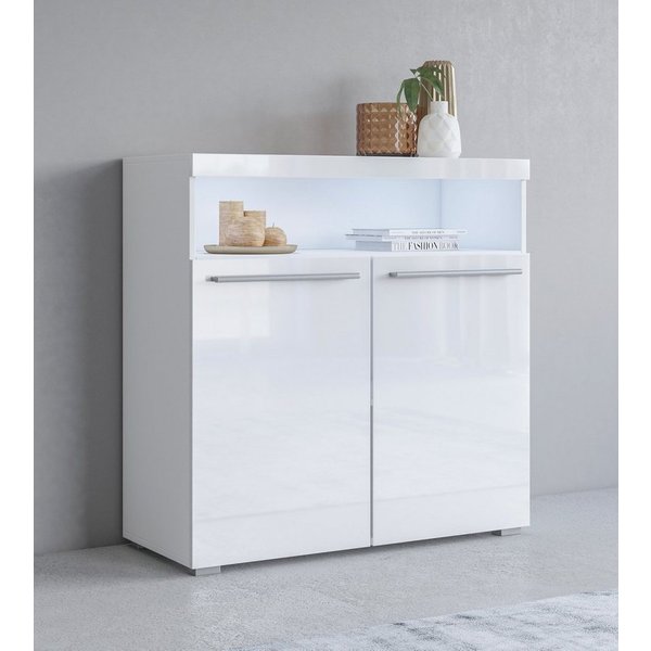 OTTO home Kommode India, Breite 91cm, stilvolle Anrichte mit 2 Türen und offene Fach, Sideboard viel Stauraum, ohne Beleuchtung