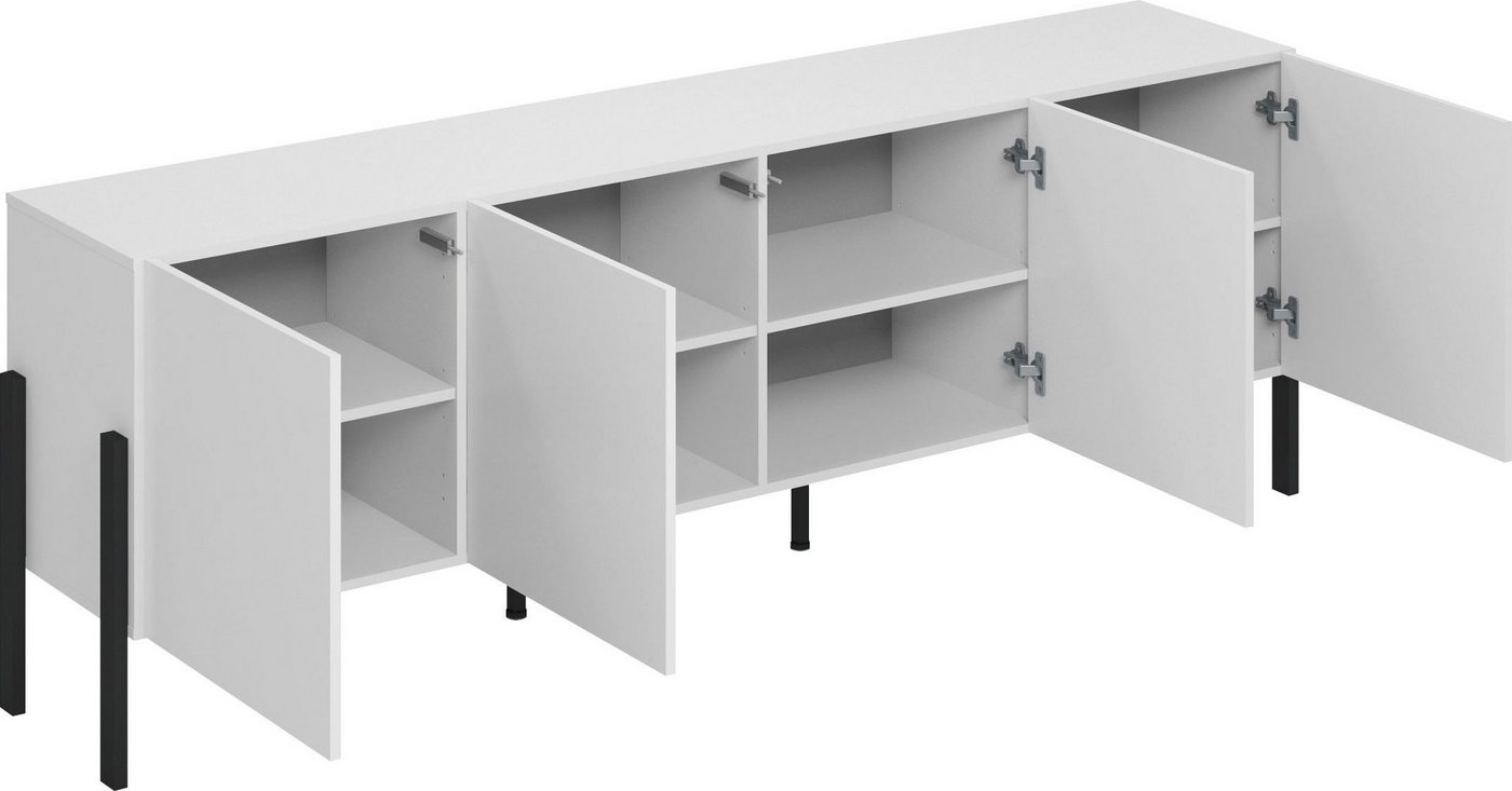 OTTO home Kommode Jukon,Breite 200 cm, moderne grifflose Kommode,4 Türen, Sideboard, Anrichte viel Stauraum, push-to-open-Funktion – Bild 3 von 5