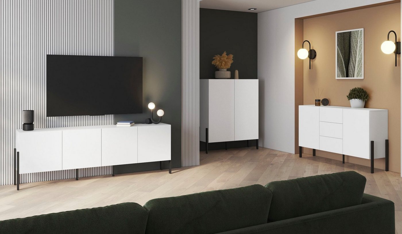 OTTO home Kommode Jukon,Breite 200 cm, moderne grifflose Kommode,4 Türen, Sideboard, Anrichte viel Stauraum, push-to-open-Funktion – Bild 4 von 5