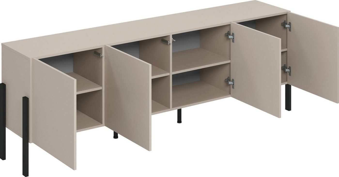 OTTO home Kommode Jukon,Breite 200 cm, moderne grifflose Kommode,4 Türen, Sideboard, Anrichte viel Stauraum, push-to-open-Funktion – Bild 3 von 5