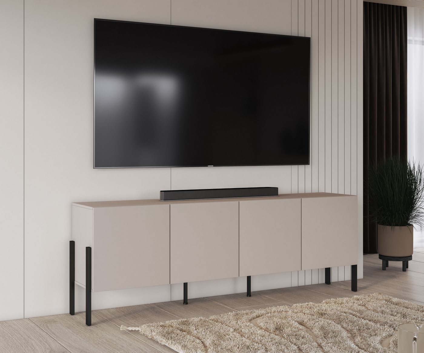 OTTO home Kommode Jukon,Breite 200 cm, moderne grifflose Kommode,4 Türen, Sideboard, Anrichte viel Stauraum, push-to-open-Funktion – Bild 4 von 5