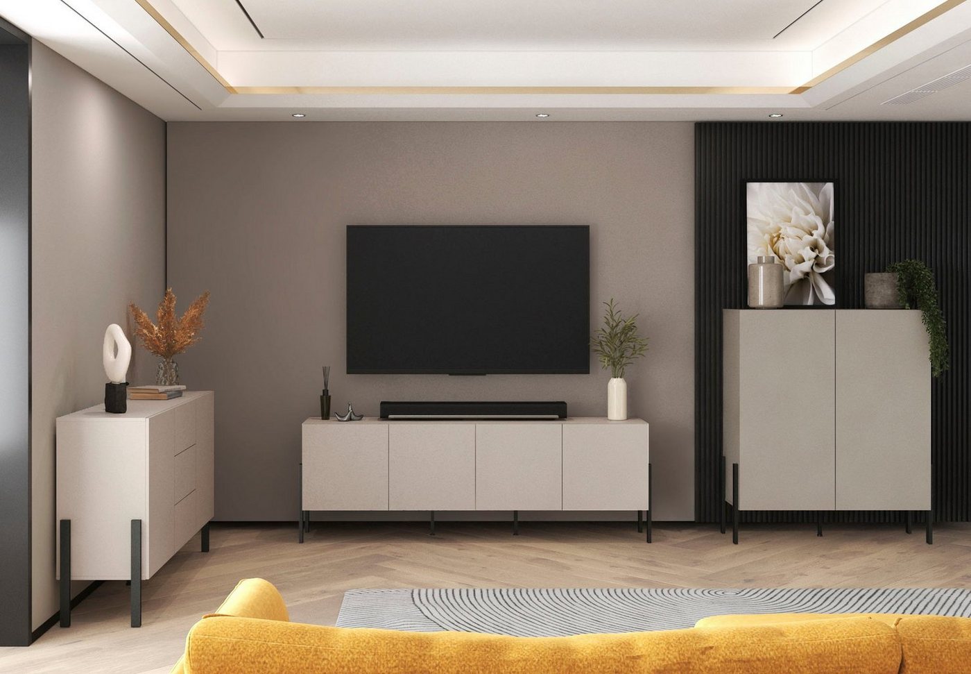 OTTO home Kommode Jukon,Breite 200 cm, moderne grifflose Kommode,4 Türen, Sideboard, Anrichte viel Stauraum, push-to-open-Funktion – Bild 5 von 5