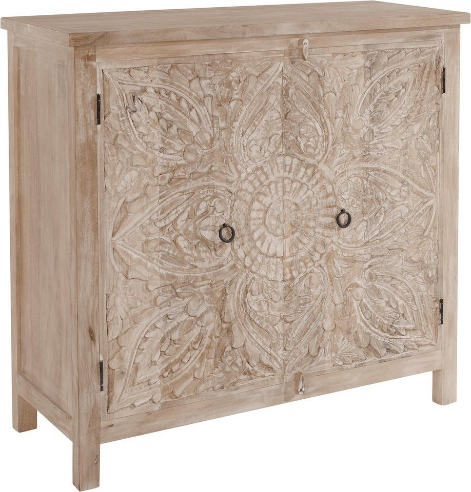 OTTO home Kommode Malati Highboard mit 2 Türen, 2 Fächer und dekorativer Fräsung, Handgefertigt mit dekorativen Fräsungen, mit Metallgriffen – Bild 4 von 5