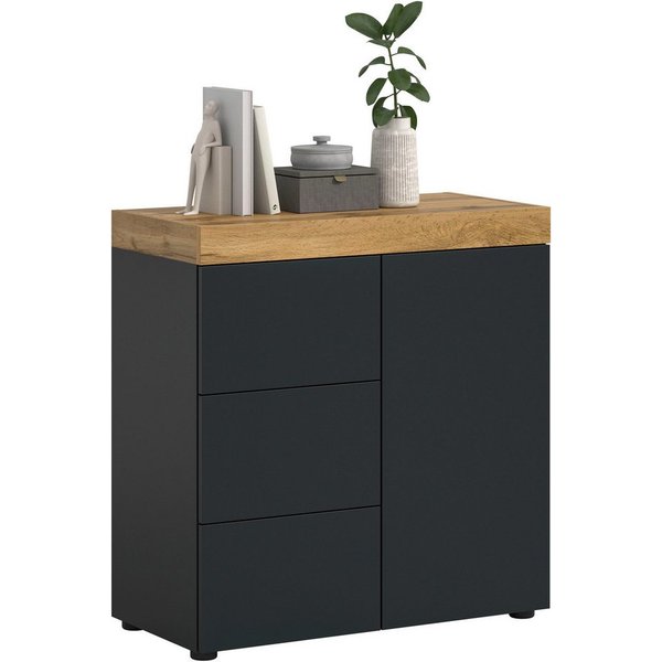 OTTO home Kommode MAMBO, TOPSELLER!, Breite 77 cm, 1 Tür, 1 Einlegeboden, 3 Schubkästen (1 St., 2-farbige Ausführung, in verschiedenen modernen Trendfarben erhä