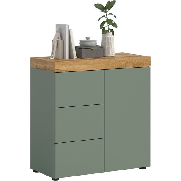 OTTO home Kommode MAMBO, TOPSELLER!, Breite 77 cm, 1 Tür, 1 Einlegeboden, 3 Schubkästen (1 St., 2-farbige Ausführung, in verschiedenen modernen Trendfarben erhä