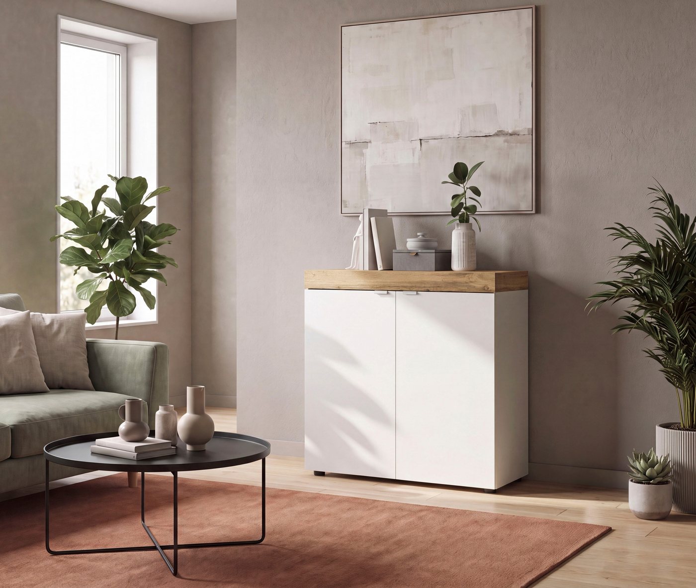 OTTO home Kommode MAMBO II, Breite 77 cm, 2 Türen, 2 Einlegeböden (1 St., 2-farbige Ausführung, in verschiedenen modernen Trendfarben erhältlich), Kommode, Anri – Bild 2 von 5