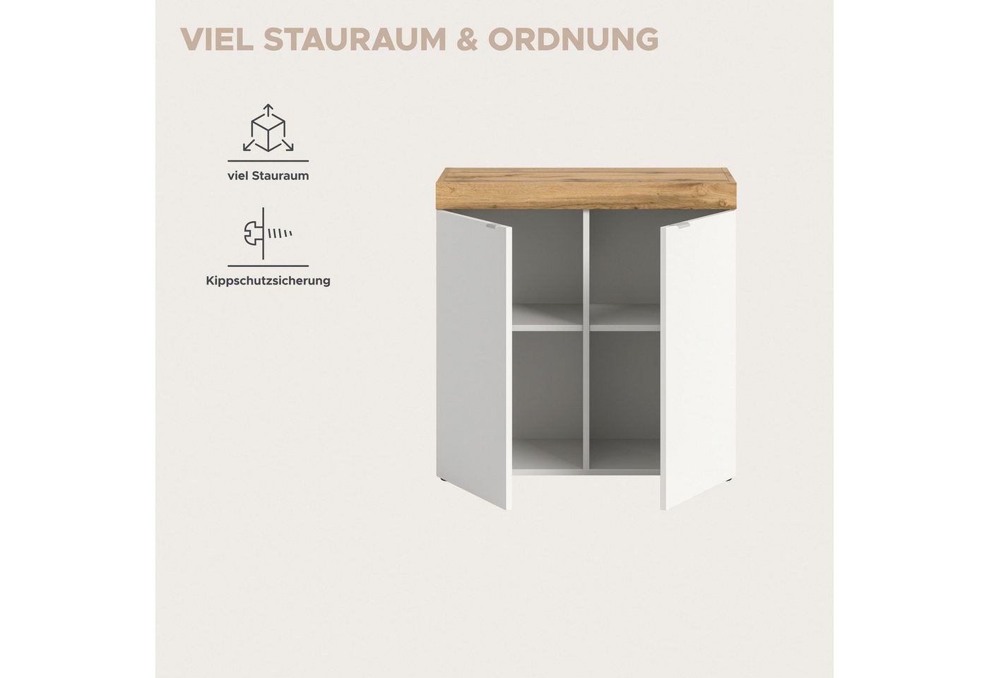 OTTO home Kommode MAMBO II, Breite 77 cm, 2 Türen, 2 Einlegeböden (1 St., 2-farbige Ausführung, in verschiedenen modernen Trendfarben erhältlich), Kommode, Anri – Bild 4 von 5